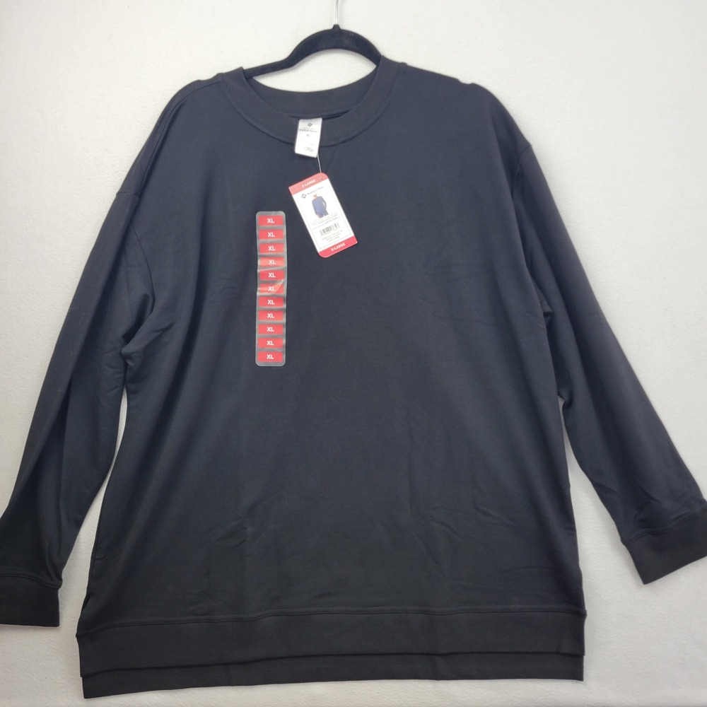 Members Mark Womens‎ French Terry Sweatshirt XL Black Soot Crew Neck Comfort New